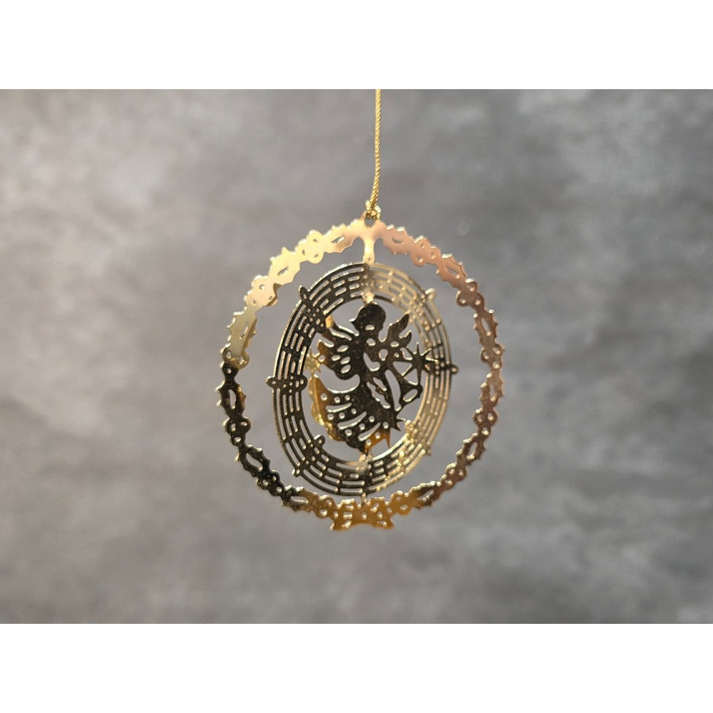 18K Gold Plated Angel Musical Staff Spinning 3D Christmas‎ Ornament with Box